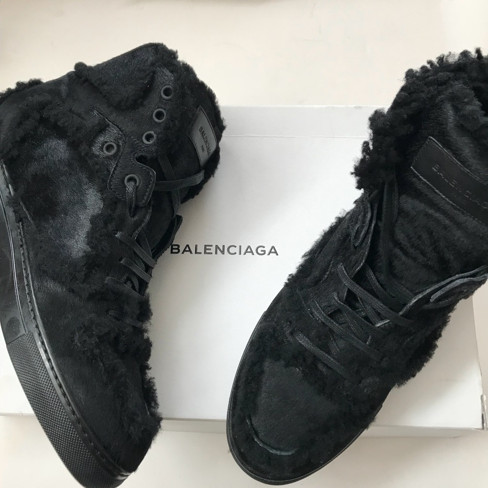 BALENCIAGA shearling and calf hair trainers (41)